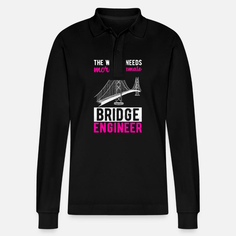 Bridge Engineer Bridge Construction - Stanley/Stella Organic Unisex Long-Sleeved Polo Shirt Prepster - black