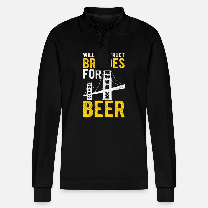 Bridge Engineer Bridge Construction - Stanley/Stella Organic Unisex Long-Sleeved Polo Shirt Prepster - black