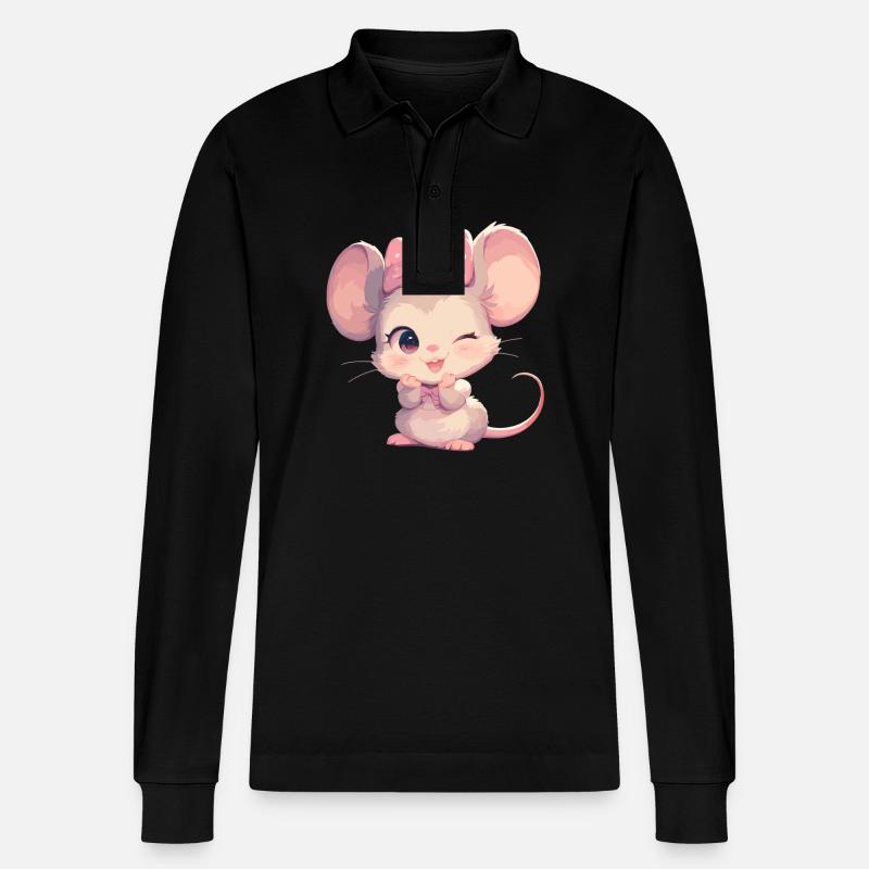 Mäuse Maus - Stanley/Stella Unisex Bio-Langarm-Poloshirt Prepster - Schwarz