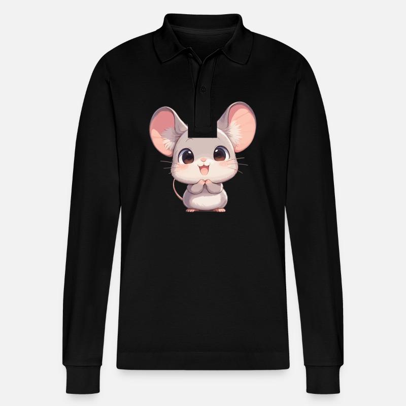 Mäuse Maus - Stanley/Stella Unisex Bio-Langarm-Poloshirt Prepster - Schwarz