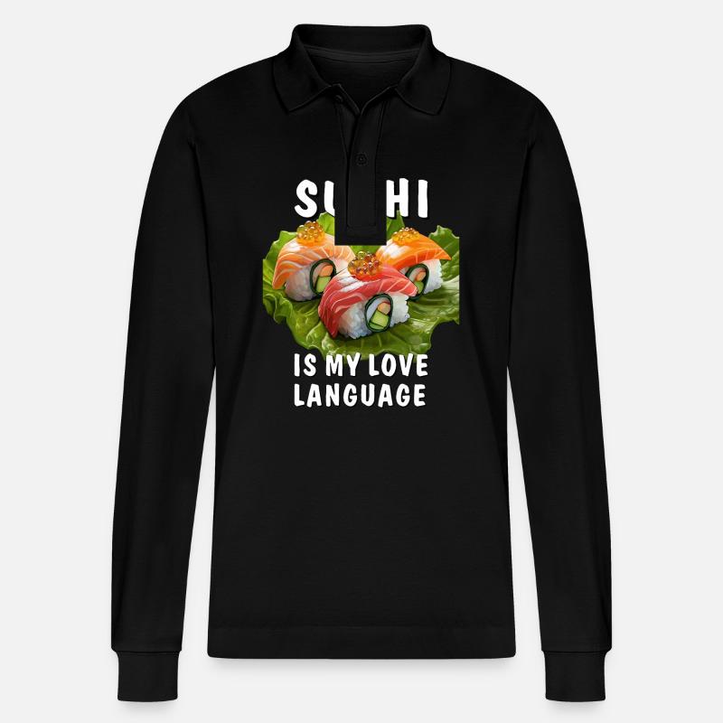 SUSHI IS MY LOVE LANGUAGE - Stanley/Stella Unisex Bio-Langarm-Poloshirt Prepster - Schwarz
