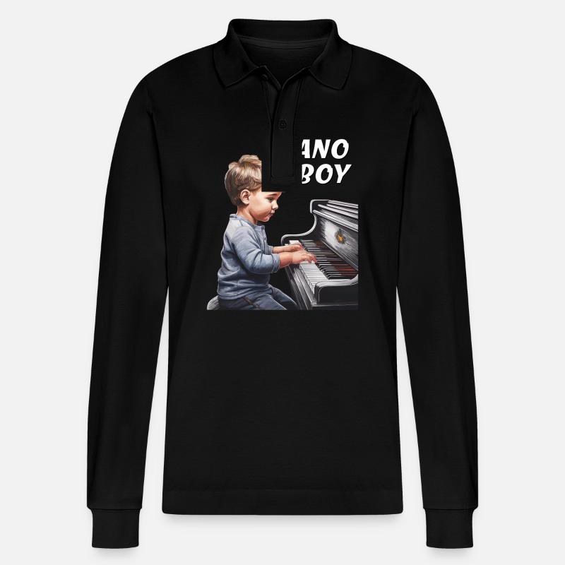 PIANO BOY - Stanley/Stella Unisex Bio-Langarm-Poloshirt Prepster - Schwarz