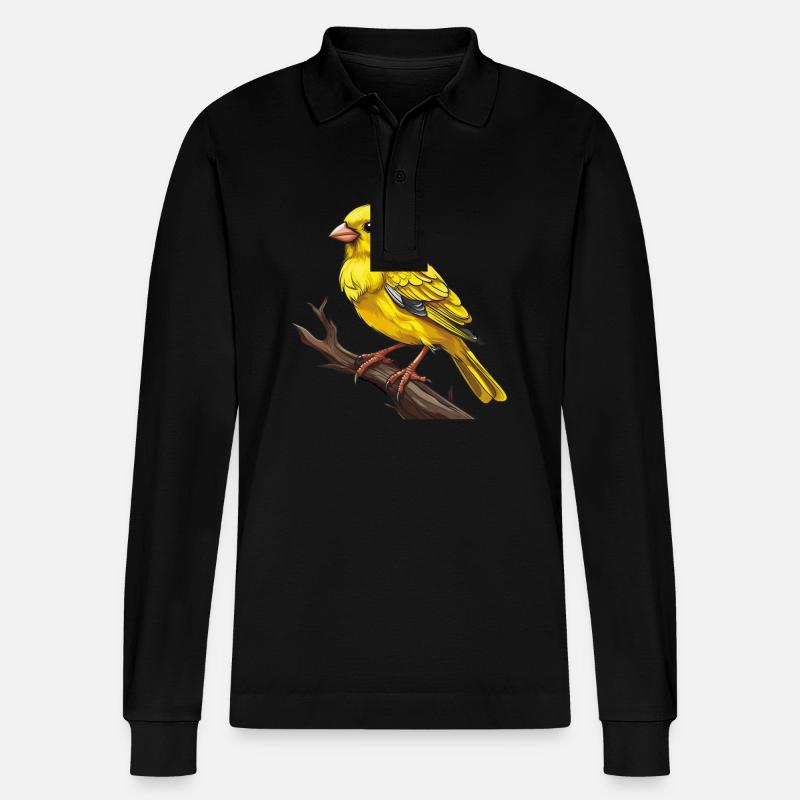 VOGEL KANARIENVOGEL - Stanley/Stella Unisex Bio-Langarm-Poloshirt Prepster - Schwarz