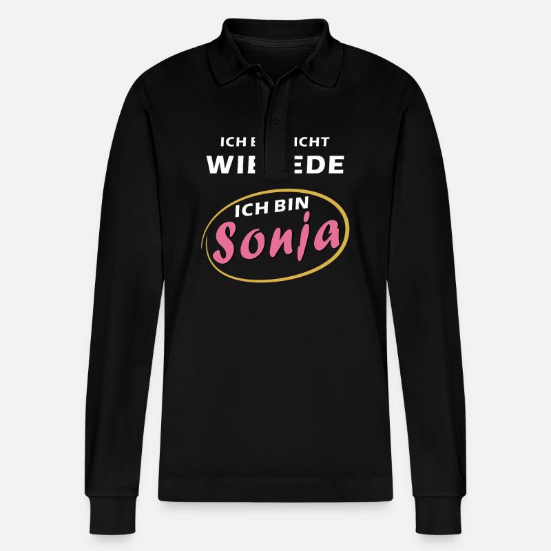 ICH BIN Sonja - Stanley/Stella Unisex Bio-Langarm-Poloshirt Prepster - Schwarz