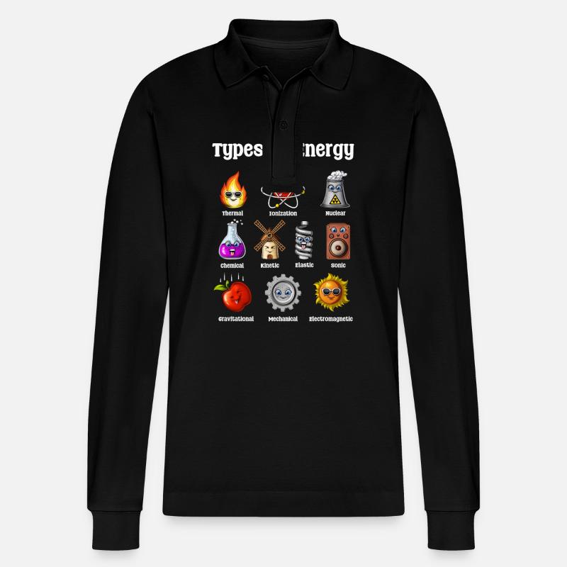 Physik Arten von Energie - Stanley/Stella Unisex Bio-Langarm-Poloshirt Prepster - Schwarz