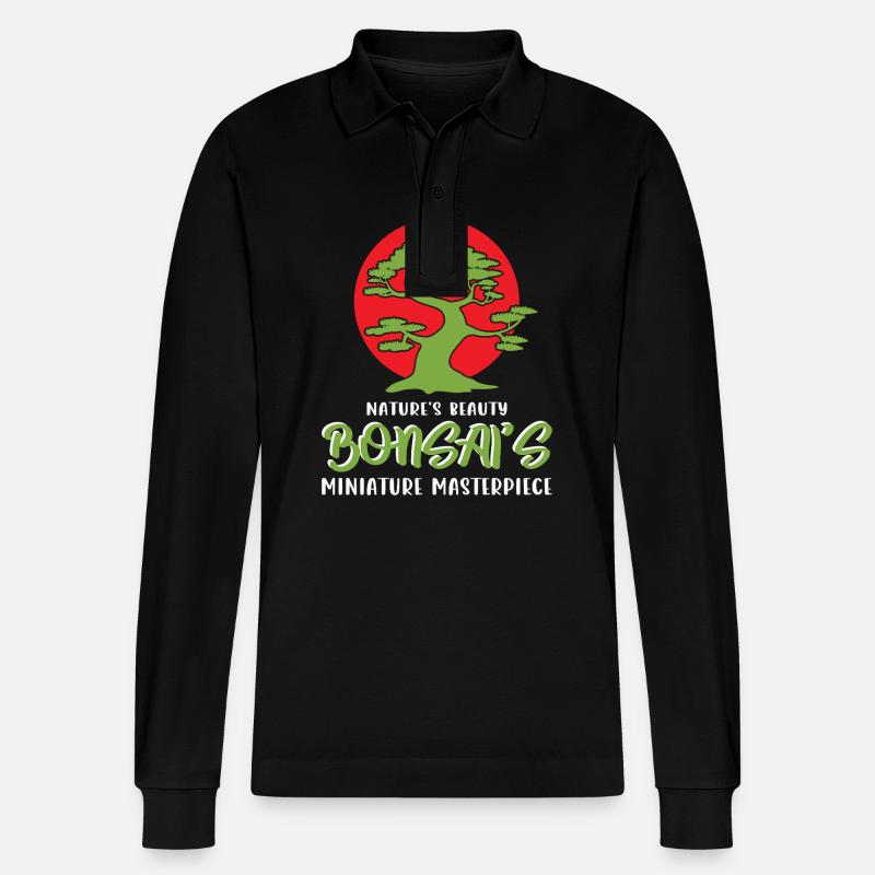 Bonsai Tree - Stanley/Stella Unisex Bio-Langarm-Poloshirt Prepster - Schwarz