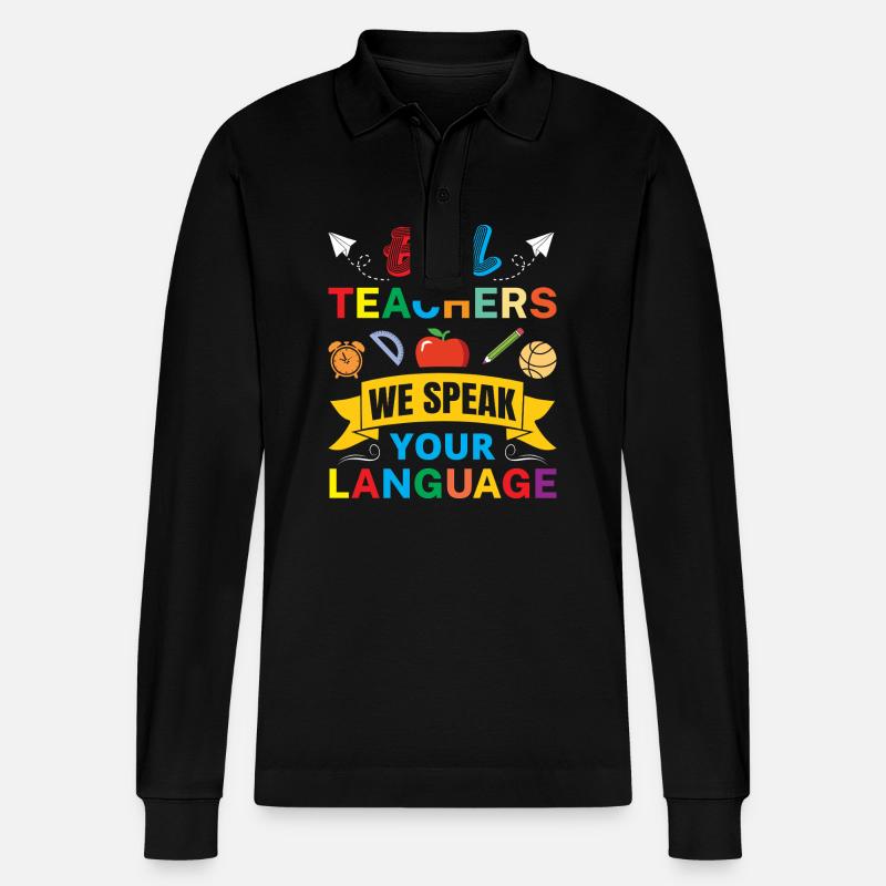 ESL-Lehrer ESL Unterricht - Stanley/Stella Unisex Bio-Langarm-Poloshirt Prepster - Schwarz