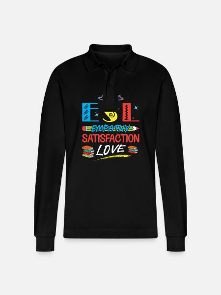 ESL-Lehrer ESL Unterricht - Stanley/Stella Unisex Bio-Langarm-Poloshirt Prepster - Schwarz