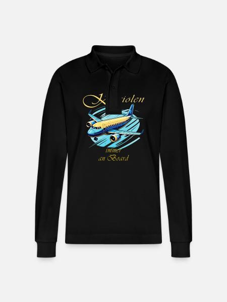 AIRPLANE Capers always on board - Stanley/Stella Organic Unisex Long-Sleeved Polo Shirt Prepster - black