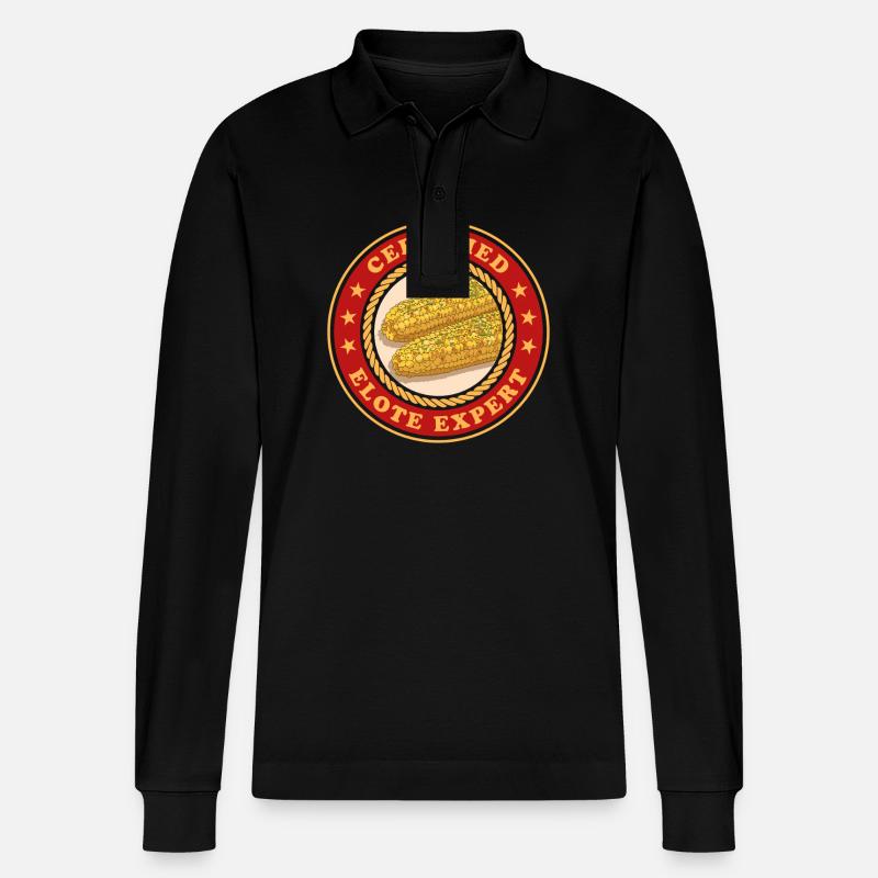 Elote Experte Maiskolben Elotes Geschenk - Stanley/Stella Unisex Bio-Langarm-Poloshirt Prepster - Schwarz