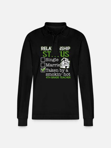 4th Grade Teacher Relationship Status - Stanley/Stella Organic Unisex Long-Sleeved Polo Shirt Prepster - black