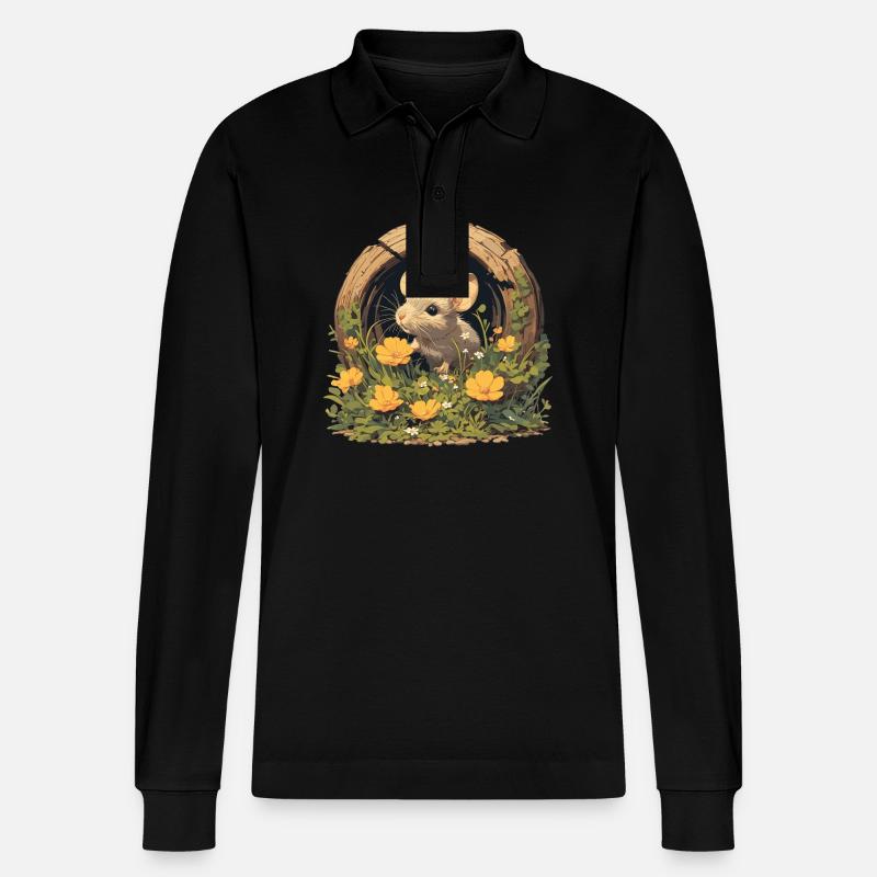 Mäuse Maus - Stanley/Stella Unisex Bio-Langarm-Poloshirt Prepster - Schwarz