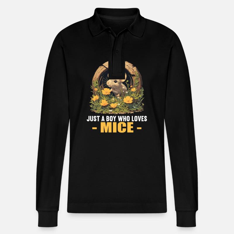 Mäuse Maus - Stanley/Stella Unisex Bio-Langarm-Poloshirt Prepster - Schwarz