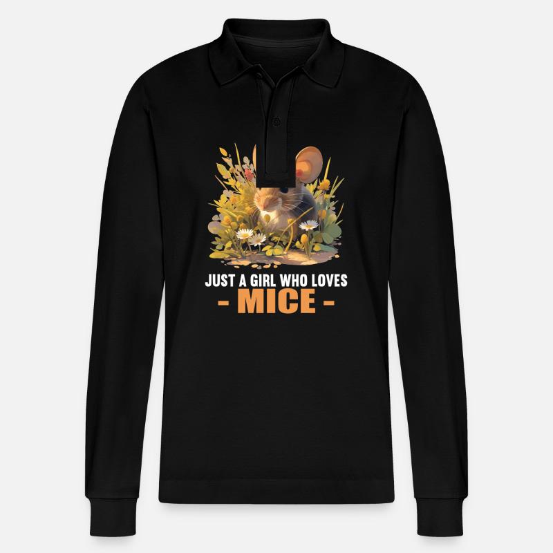 Mäuse Maus - Stanley/Stella Unisex Bio-Langarm-Poloshirt Prepster - Schwarz