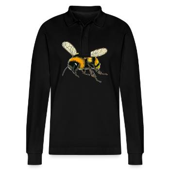 BUMBLEBEES CONTOUR - Stanley/Stella Organic Unisex Long-Sleeved Polo Shirt Prepster - black - Front - Anna (173cm) & Nico (186cm)