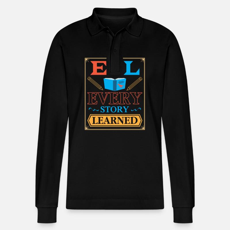 ESL-Lehrer ESL Unterricht - Stanley/Stella Unisex Bio-Langarm-Poloshirt Prepster - Schwarz
