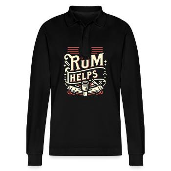 Rum Helps 11 - Stanley/Stella Unisex Bio-Langarm-Poloshirt Prepster - Schwarz - Vorne - Anna (173cm) & Nico (186cm)