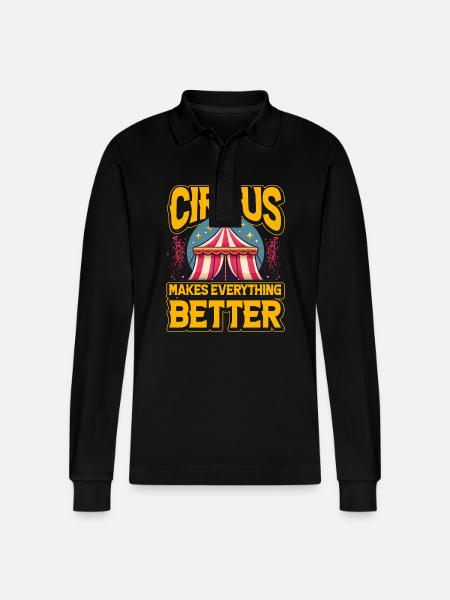 Circus makes everything better - Stanley/Stella Organic Unisex Long-Sleeved Polo Shirt Prepster - black