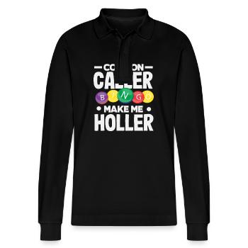 Bingo Komm An Rufer Lass Mich Jubeln Spieler - Stanley/Stella Unisex Bio-Langarm-Poloshirt Prepster - Schwarz - Vorne - Anna (173cm) & Nico (186cm)