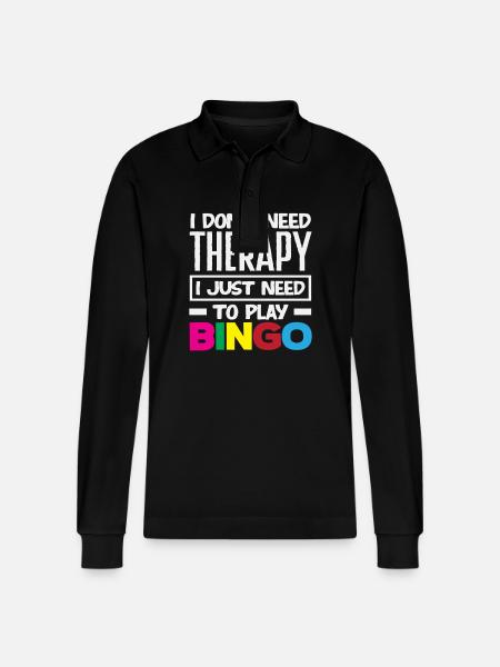 Bingo Player Therapy Not Necessary - Stanley/Stella Organic Unisex Long-Sleeved Polo Shirt Prepster - black