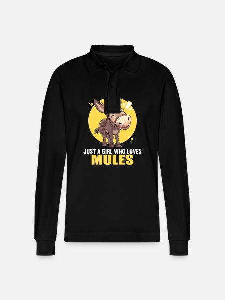 Mules Mule - Stanley/Stella Organic Unisex Long-Sleeved Polo Shirt Prepster - black