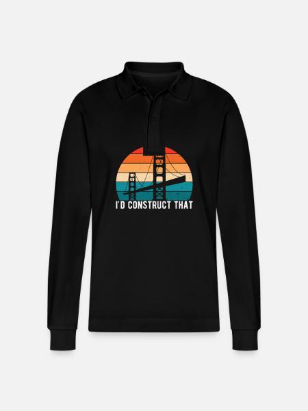 Bridge Engineer Bridge Construction - Stanley/Stella Organic Unisex Long-Sleeved Polo Shirt Prepster - black