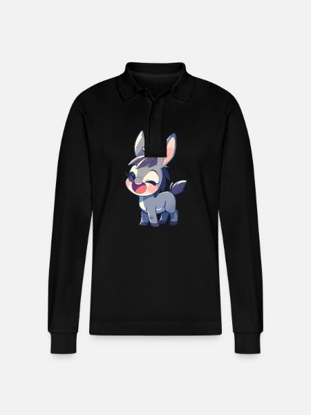 Donkey Esel - Stanley/Stella Unisex Bio-Langarm-Poloshirt Prepster - Schwarz