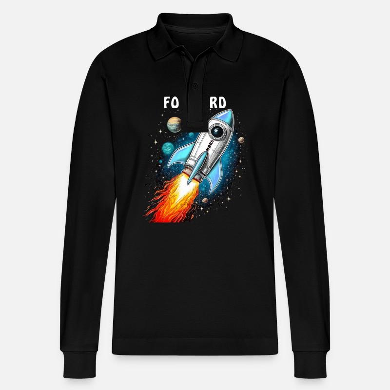 RAKETE MARS FORWARD - Stanley/Stella Unisex Bio-Langarm-Poloshirt Prepster - Schwarz