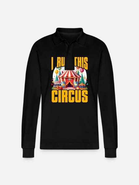 I run this Circus - Stanley/Stella Organic Unisex Long-Sleeved Polo Shirt Prepster - black