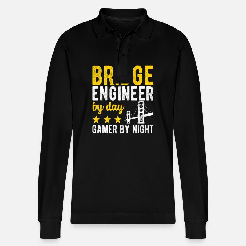 Bridge Engineer Bridge Construction - Stanley/Stella Organic Unisex Long-Sleeved Polo Shirt Prepster - black