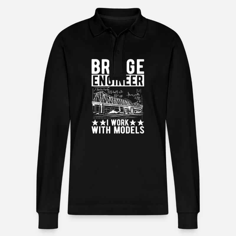 Bridge Engineer Bridge Construction - Stanley/Stella Organic Unisex Long-Sleeved Polo Shirt Prepster - black