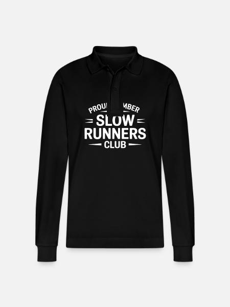 Proud Member of the slow runners club - Stanley/Stella Organic Unisex Long-Sleeved Polo Shirt Prepster - black