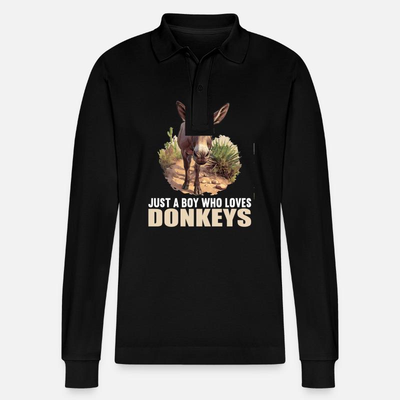 Donkey Esel - Stanley/Stella Unisex Bio-Langarm-Poloshirt Prepster - Schwarz