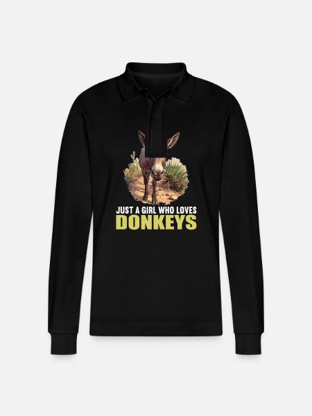 Donkey Esel - Stanley/Stella Unisex Bio-Langarm-Poloshirt Prepster - Schwarz