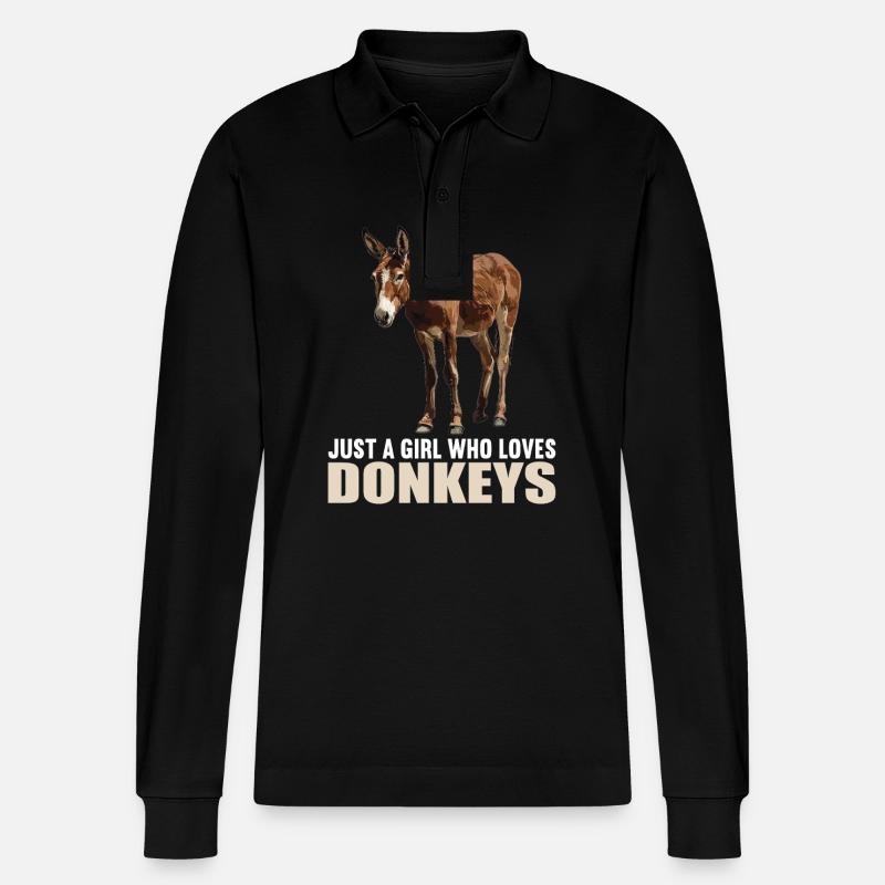 Donkey Esel - Stanley/Stella Unisex Bio-Langarm-Poloshirt Prepster - Schwarz