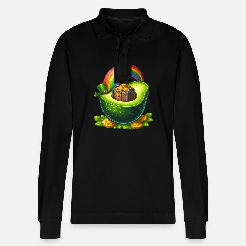Avocado St. Patricks Day - Stanley/Stella Unisex Bio-Langarm-Poloshirt Prepster - Schwarz