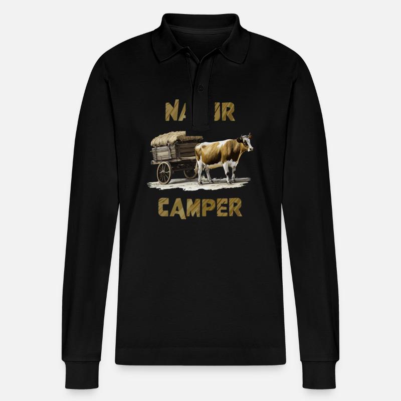 CHARIOT COUVERT VACHE NATURE CAMPER - Polo à manches longues bio PREPSTER Stanley/Stella Unisexe - noir