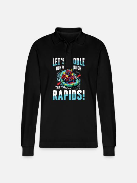 Let's paddle through the rapids - - Stanley/Stella Organic Unisex Long-Sleeved Polo Shirt Prepster - black