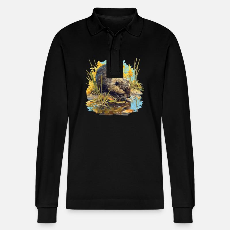 Bisamratten Bisamratte - Stanley/Stella Unisex Bio-Langarm-Poloshirt Prepster - Schwarz