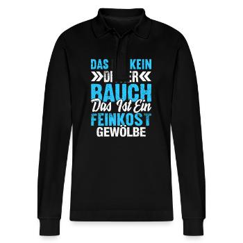 Feinkostgewölbe Fun Shirt – Kein dicker Bauch - Stanley/Stella Unisex Bio-Langarm-Poloshirt Prepster - Schwarz - Vorne - Anna (173cm) & Nico (186cm)