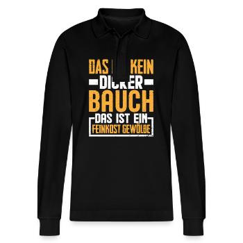 Dicker Bauch Lustig Spruch Geschenk - Stanley/Stella Unisex Bio-Langarm-Poloshirt Prepster - Schwarz - Vorne - Anna (173cm) & Nico (186cm)