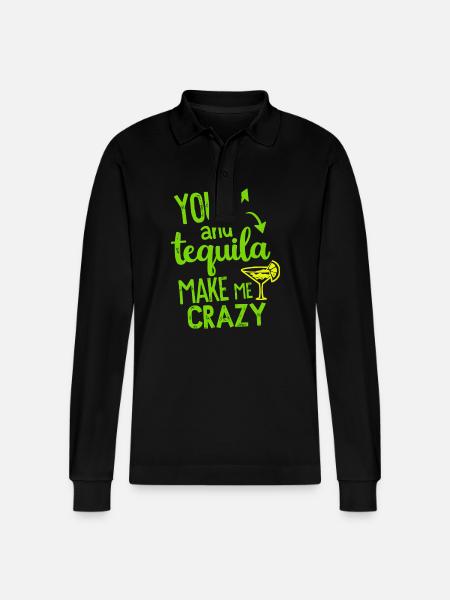 Tequila Party Saying Quote - Stanley/Stella Organic Unisex Long-Sleeved Polo Shirt Prepster - black