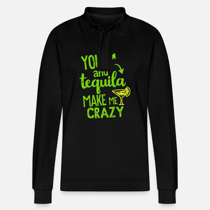 Tequila Party Spruch Zitat - Stanley/Stella Unisex Bio-Langarm-Poloshirt Prepster - Schwarz