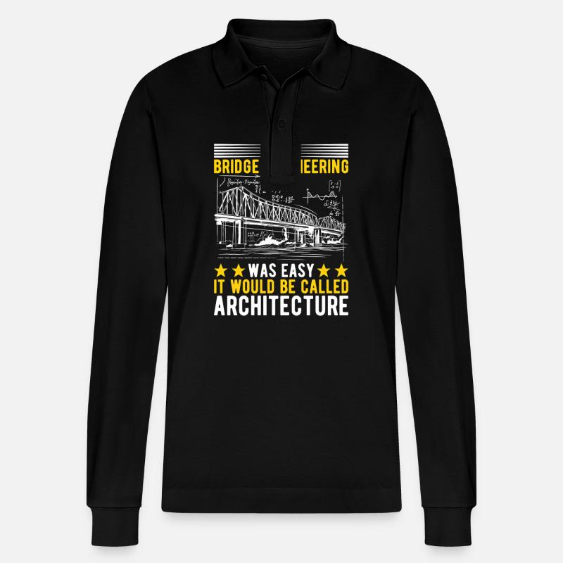 Bridge Engineer Bridge Construction - Stanley/Stella Organic Unisex Long-Sleeved Polo Shirt Prepster - black