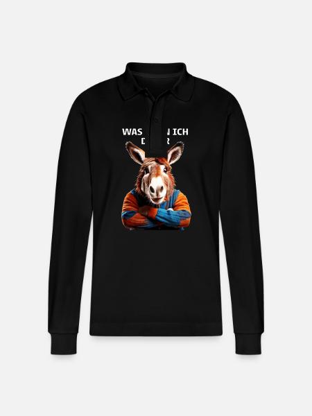 WAS KANN ICH DAFÜR - Stanley/Stella Unisex Bio-Langarm-Poloshirt Prepster - Schwarz