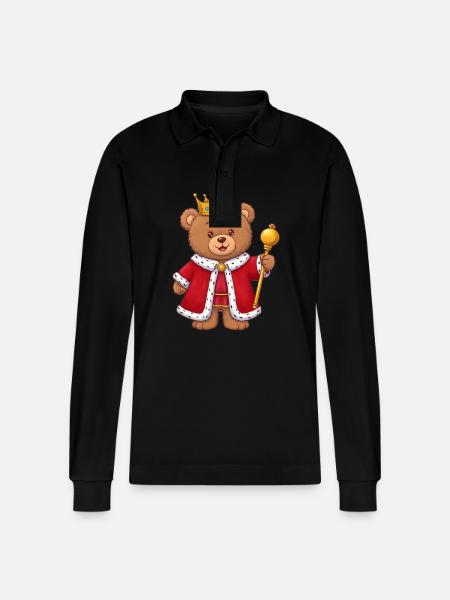 Teddy Bear King - Stanley/Stella Organic Unisex Long-Sleeved Polo Shirt Prepster - black
