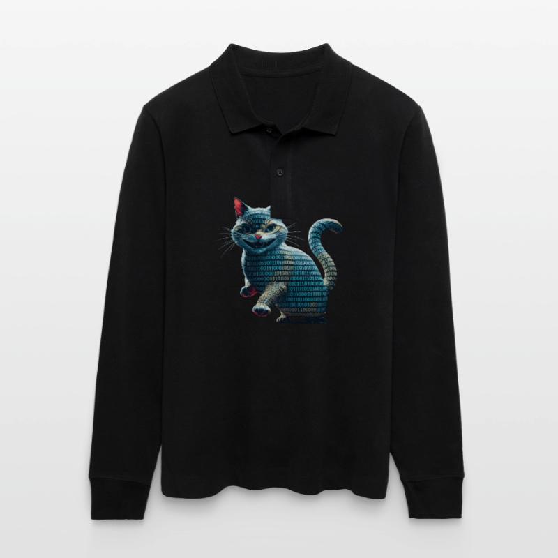 Tech cat avec code binaire pour les programmeurs et Polo à manches longues bio PREPSTER Stanley/Stella Unisexe
