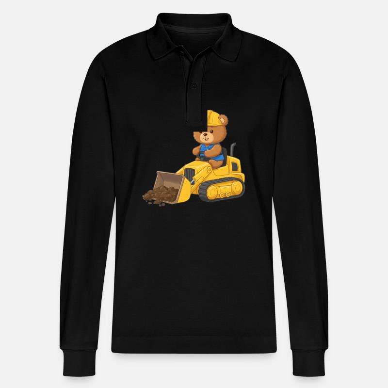 Teddybär Bauarbeiter - Stanley/Stella Unisex Bio-Langarm-Poloshirt Prepster - Schwarz