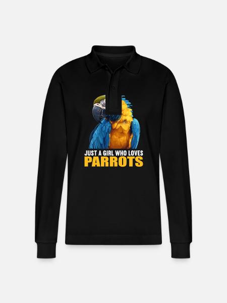 Parrot Parrot Parrot - Stanley/Stella Organic Unisex Long-Sleeved Polo Shirt Prepster - black