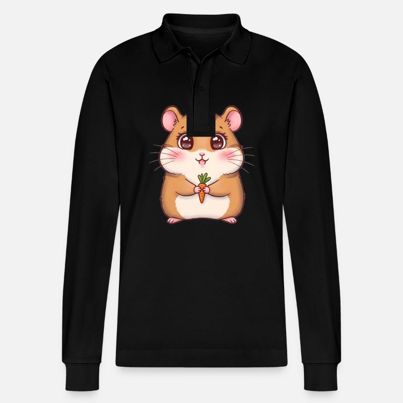 Animal dessin animé hamster - Polo à manches longues bio PREPSTER Stanley/Stella Unisexe - noir